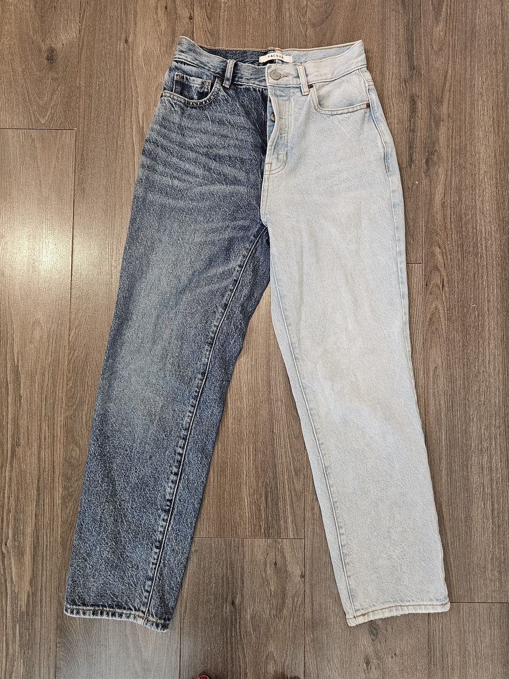 Pacsun Women's Two-Tone High-rise Straight Jeans in Dark & Light Blue
